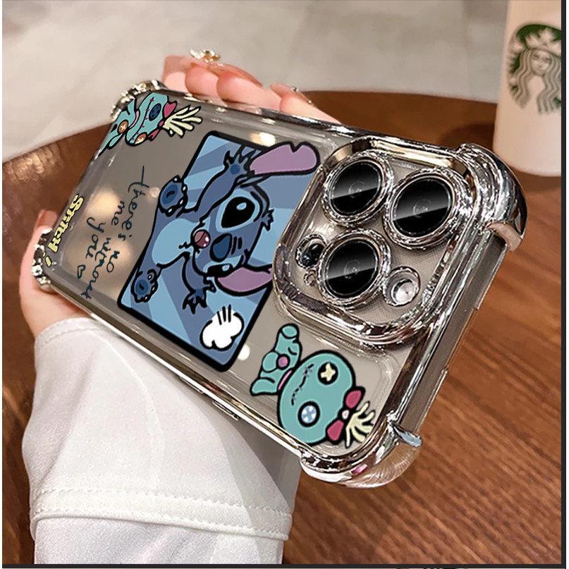 SAMSUNG เคสโทรศัพท์สําหรับsamsung Galaxy A56 A36 A55 A54 A25 A26 A16 A15 A51 A02 A24 A33 A04E A04 A03 Core A32 A13 A06 A02Sเปลือกชุบหรูหราถุงลมนิรภัยน่ารักการ์ตูนStitch - รูปที่ 3