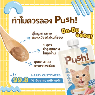Push พุช อาหารเปียกแมว สูตร Complete & Balanced มี Vitamin เนื้อมูสนุ่ม ซองแบบบีบ ทานง่าย ขนาด 100 กรัม