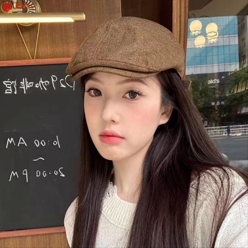 เบลลิส หมวกเบเร่ต์,ผ้าฝ้ายผ้าลินินระบายอากาศหมวก กระบังหน้า แบน,แฟชั่นปรับสีทึบย้อนยุคลิ้นเป็ดหมวก