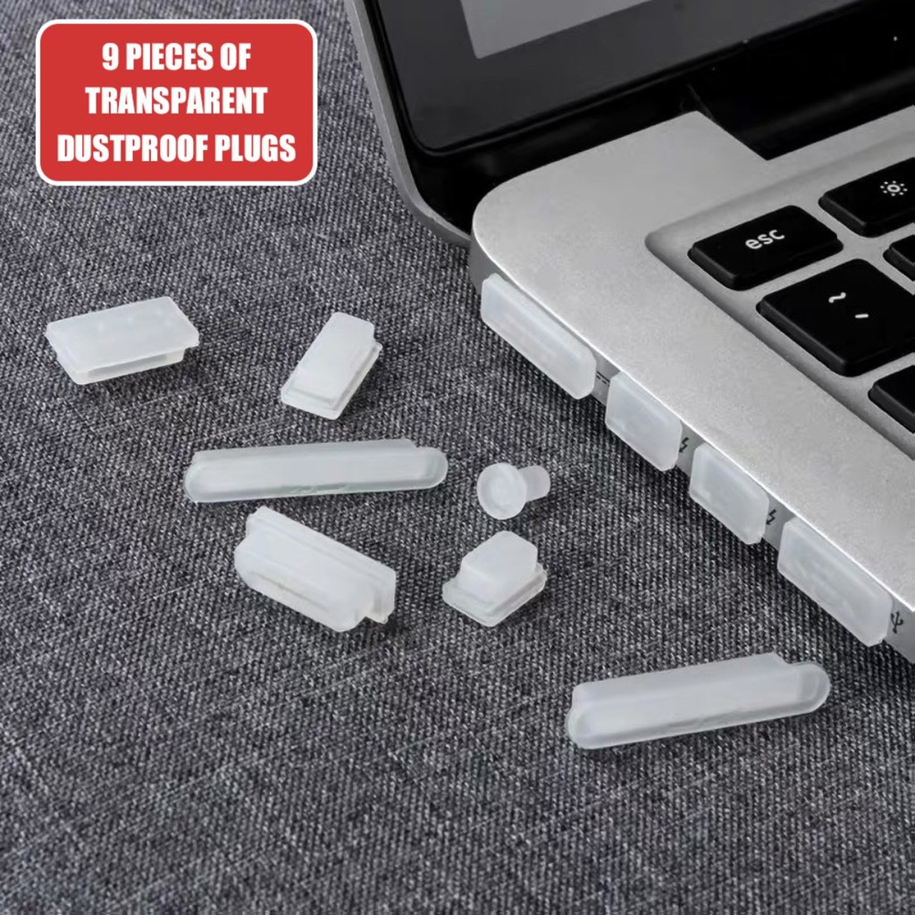 ปลั๊กกันฝุ่นซิลิโคน สำหรับ Macbook Air Pro USB 9PCS ปลั๊กกันฝุ่นอเนกประสงค์ Silicone Dust Plug