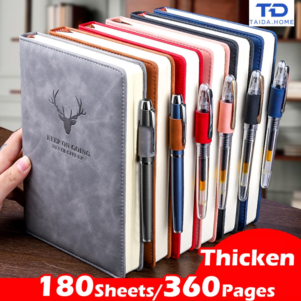 สมุดโน้ต A5 กระดาษ 100GSM จำนวน 160/360 หน้า ปกหนังเคลือบแว็กซ์ เหมาะสำหรับเครื่องเขียนสำหรับธุรกิจ 