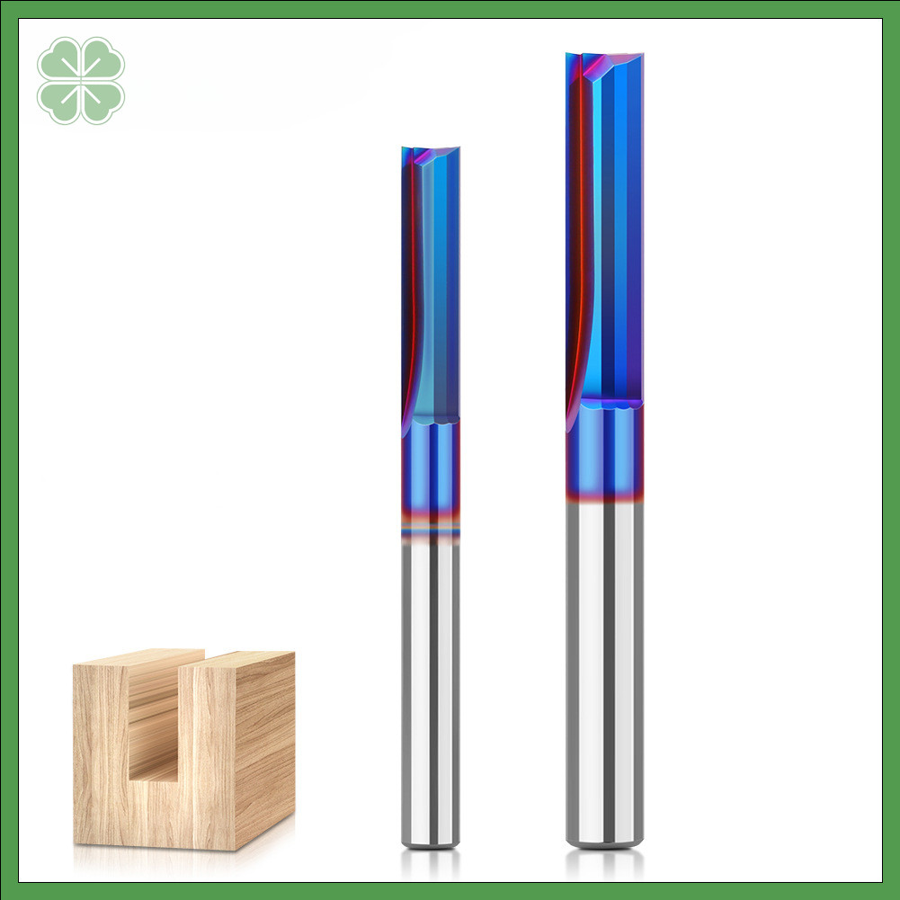 2-flute Spiral Upcut Router Bit, Blue Nano Coated Slotting Bit สําหรับไม้อัด MDF ไม้, Solid TCT, 6.3528.5 มม. & 835 มม., CNC Bit