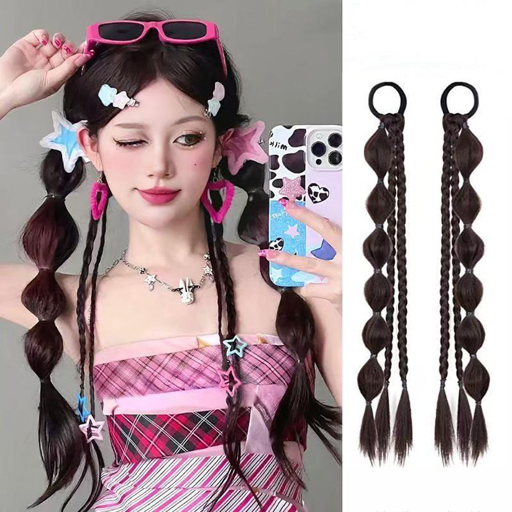 Y2K Hottie Boxing Twist Braided Wig Bubble High Ponytail Colorful Twisted Extension