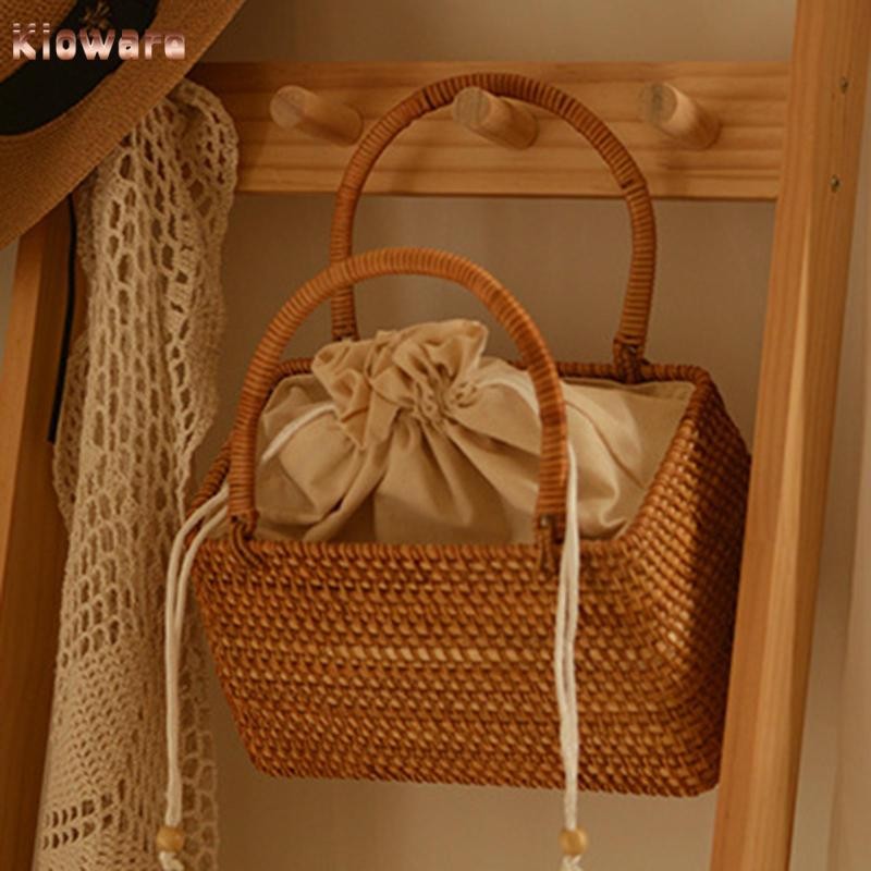 kloware حقيبة يد خيزران بوهو كبيرة — صورة 7