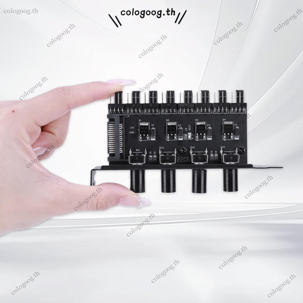 [colog.th] PC Chassis Fan Hub SATA/4 Pin Adapter PWM Hub Speed Controller 8 Channel 4 Knob