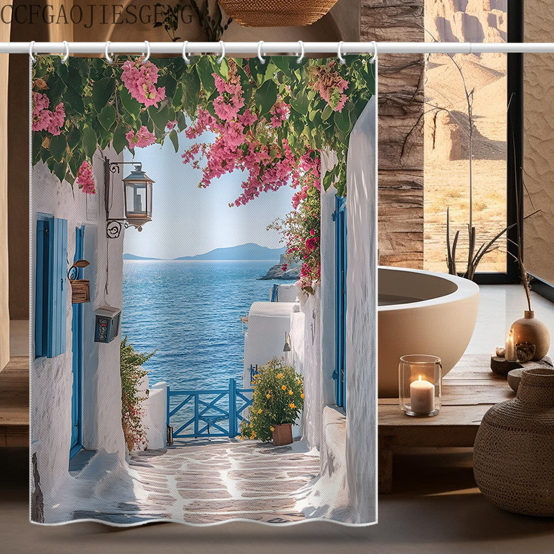 แนะนำ ผ้าม่าน ผ้าม่านกั้นห้องน้ำกันน้ำกันเชื้อราหนาสำหรับดูทิวทัศน์ทะเล ไม่ต้องเจาะ ผ้าม่านแขวนกั้นห้องน้ำ ราคาพิเศษ มีเก็บเงินปลายทาง