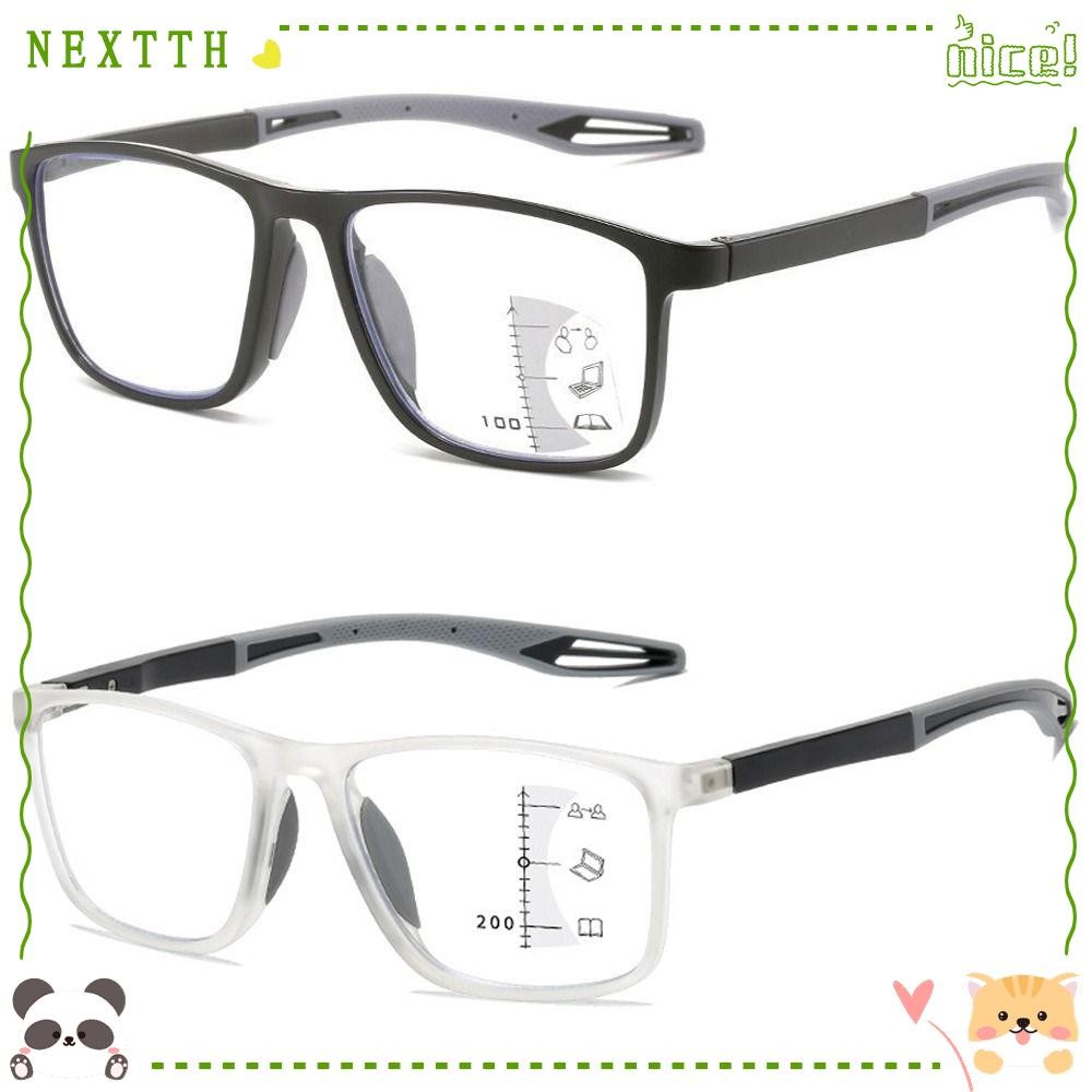 NEXTTH แว่นอ่านหนังสือป้องกันแสงสีฟ้า, แว่นสายตาทรงสี่เหลี่ยมป้องกันดวงตามัลติโฟกัส, สบาย TR90 Progressive Near Far Blue Blocking แว่นตาสายตายาวสํานักงาน