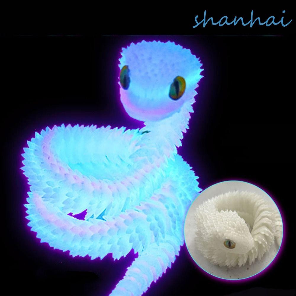 SHANHAI เครื่องประดับงูเรืองแสง, โมเดลจําลองสัตว์ที่สมจริงที่สร้างสรรค์, ปีนักษัตรจีนของงูหมุนได้ Handmade PLA 3D พิมพ์งูเดสก์ท็อปเครื่องประดับ