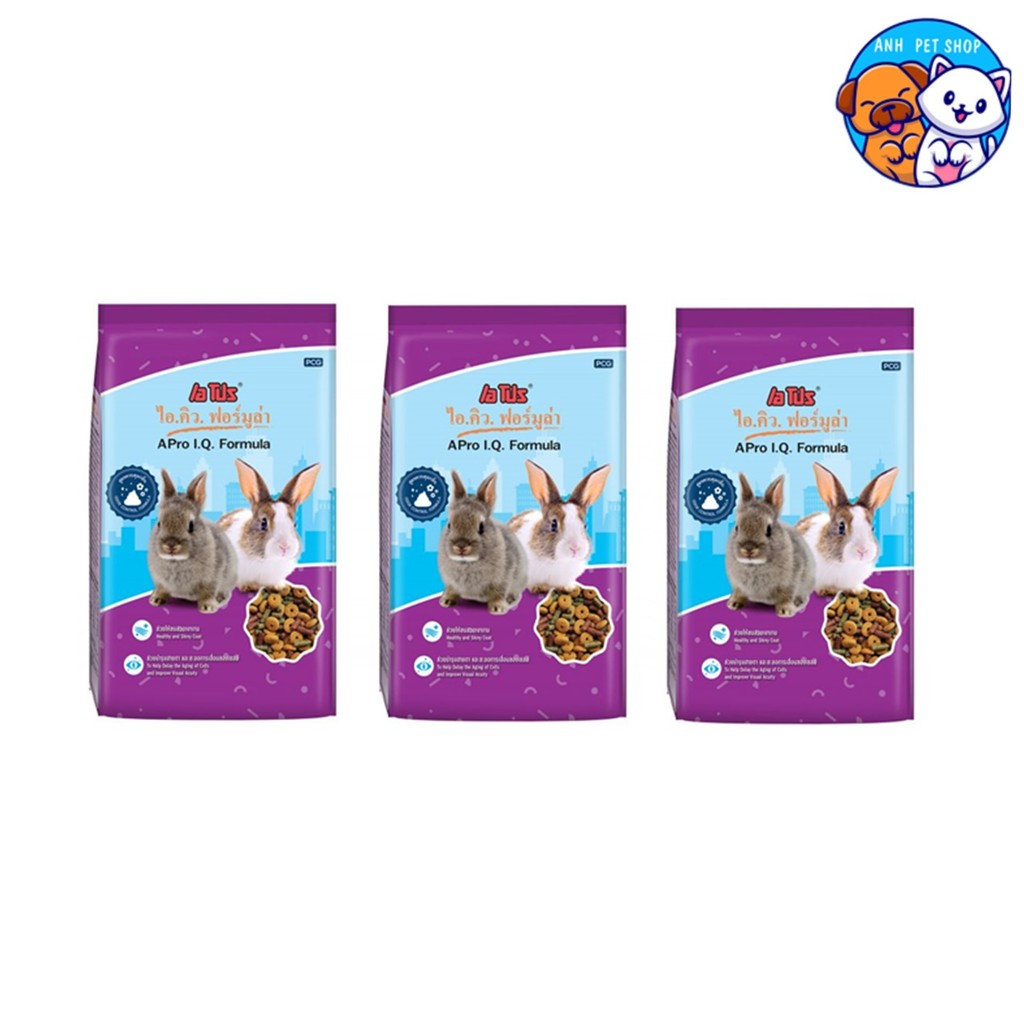 3 ถุง อาหารกระต่าย APro I.Q. Formula สีม่วง 3 MIX คุมกลิ่น 1 Kg.
