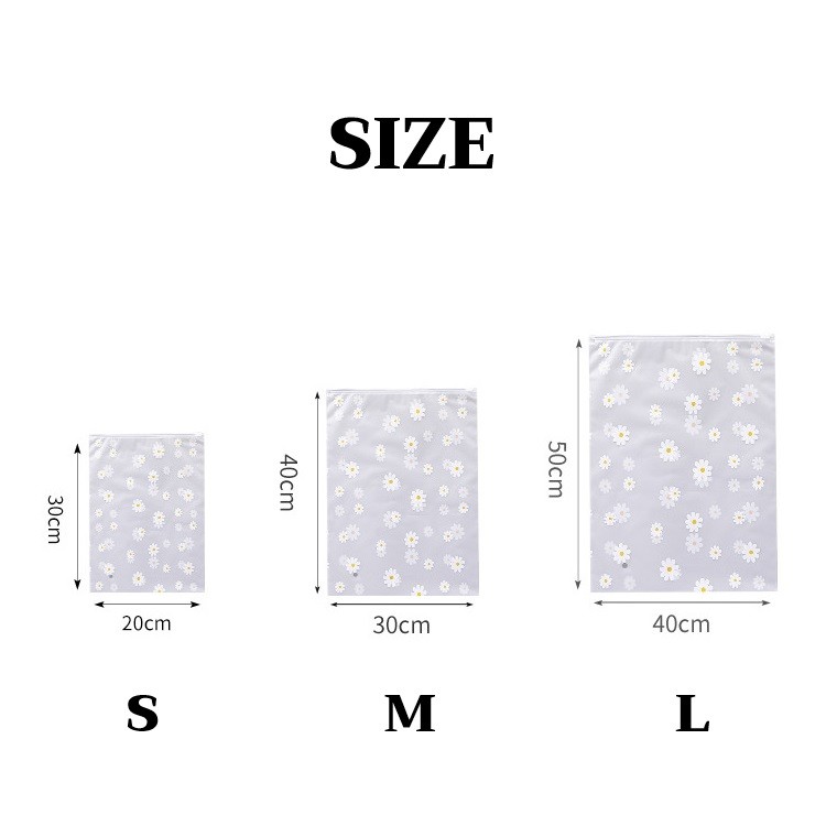 ถุงซิปใส่เสื้อผ้าลายดอกเดซี่  ถุงเก็บของเดินทาง บรรจุเสื้อผ้า ถุงบรรจุภัณฑ์พลาสติกPE พร่อมส่ง - รูปที่ 6