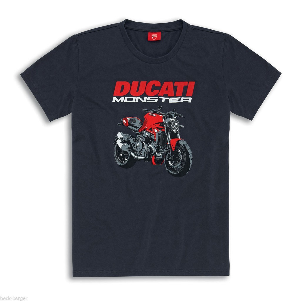 ราคาต่ำสุด!!เสื้อยืด ผ้าฝ้าย พิมพ์ลายกราฟฟิค Ducati Art Monster 821 1200สีดำ สําหรับผู้ชาย KJL1