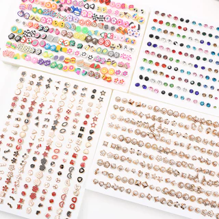 100 คู่ที่มีสีสันฤดูร้อนผลไม้สไตล์ต่างหูการ์ตูนสัตว์หูกระดุมชุดต่างหูผู้หญิงขายส่ง