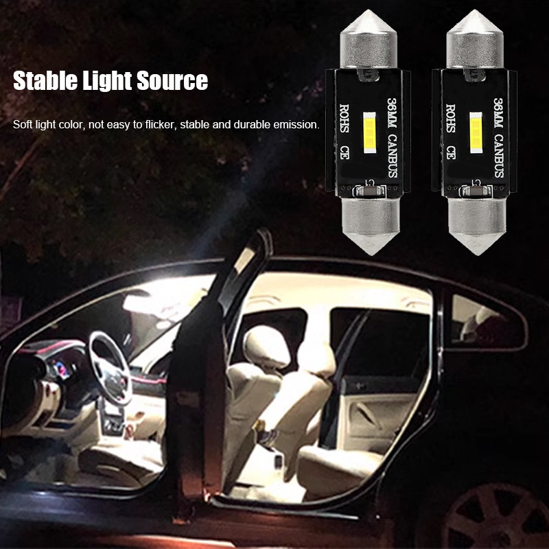 LIUOOP ไฟเพดานรถยนต์ LED COB 31MM 12V (1ชิ้น) สีดำ