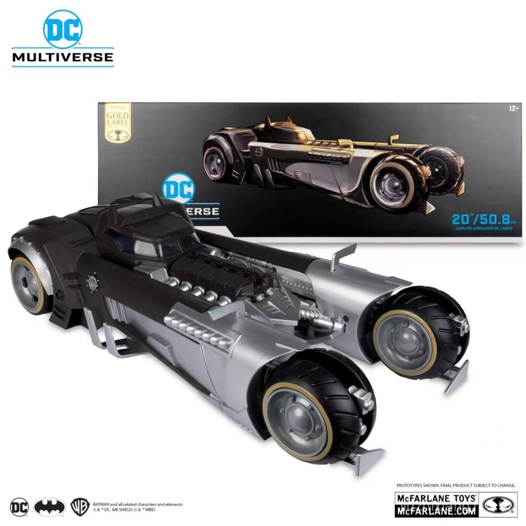 ของเล่นโมเดลรถ Batmobile 1/10 ของ Batman McFarlane Pale Knight ของแท้ในสต็อก