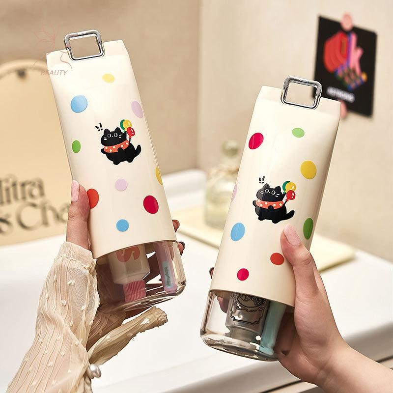 [maybeauty] คอนเทนเนอร์แปรงสีฟันแบบพกพาลายจุดน่ารัก Travel Organizer แปรงสีฟันที่ใส่ยาสีฟันกล่องเก็บพลาสติก {TH}