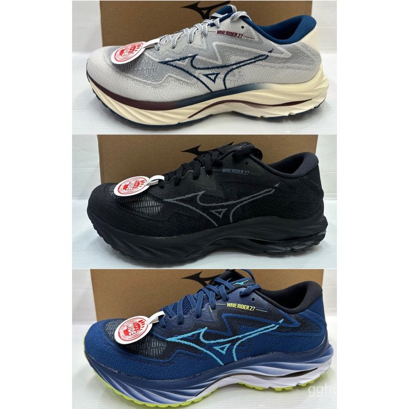 Mizuno WAVE RIDER 27รองเท้าวิ่งรองเท้าผ้าใบ Wide Last Black No. 13 J1GC237652 237653