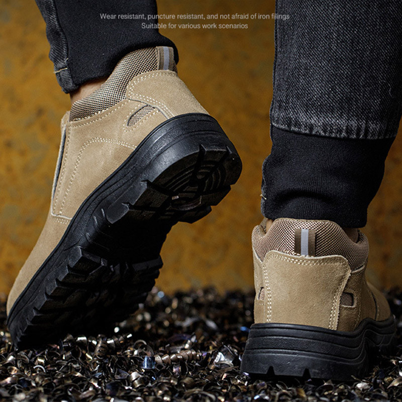 🔨รองเท้าเซฟตี้แบบสวมหนังกลับสำหรับผู้ชาย มีประสิทธิภาพป้องกันประกายไฟได้ดี หัวเหล็ก รองเท้าทำงานระบายอากาศได้ดี - รูปที่ 5