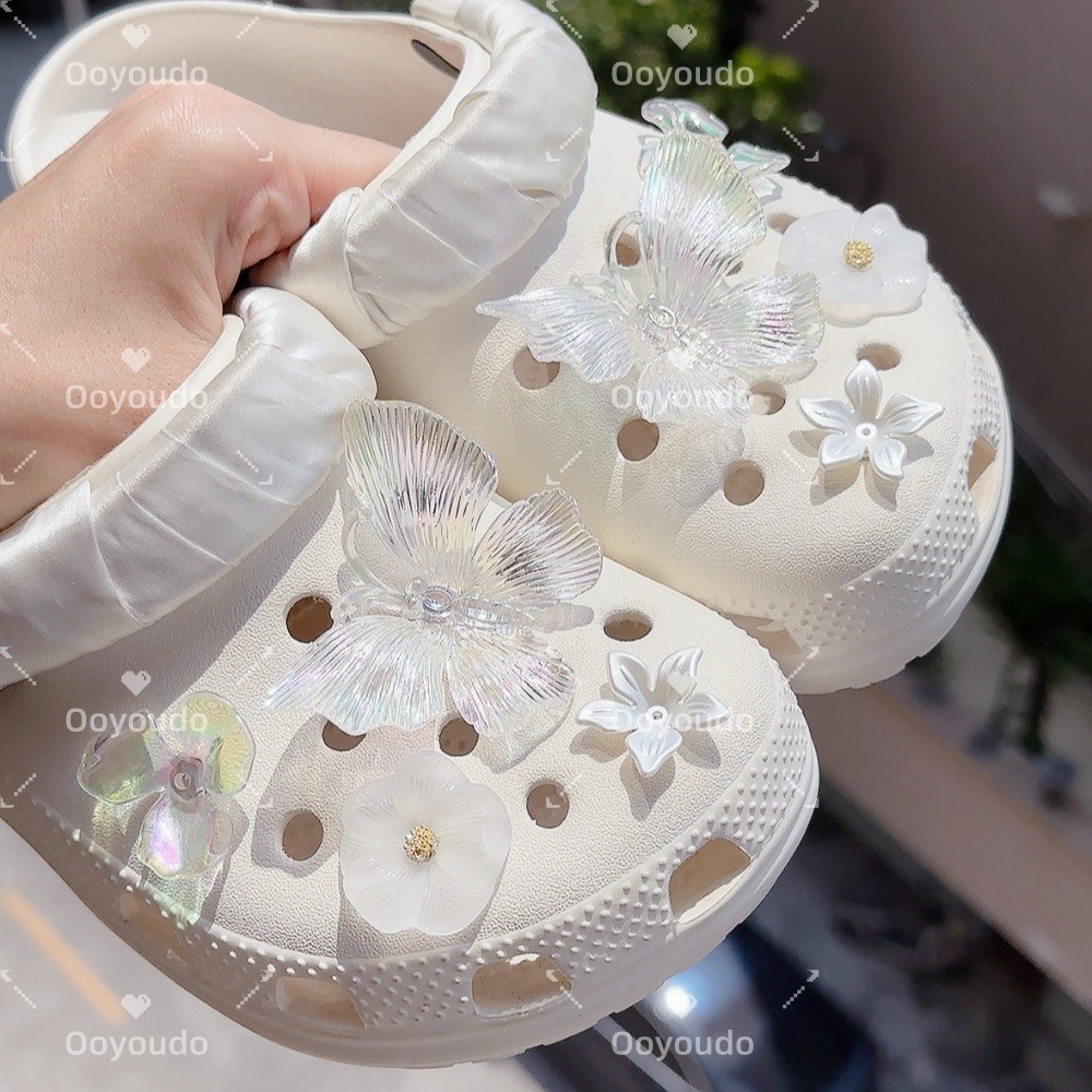 ฤดูร้อนโปร่งใส Baroque ผีเสื้อชุด DIY Jibiz Cros Charms รองเท้าชุดอุปกรณ์เสริม Jibiz 3d Crcs Pins