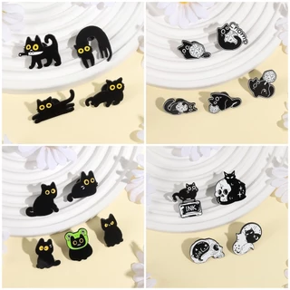 100รูปแบบแมวน่ารักการ์ตูนเข็มกลัดตลกแมวดําสัตว์โลหะ Bagdes เสื้อผ้า Pin เครื่องประดับของขวัญสําหรับแมวคนรัก