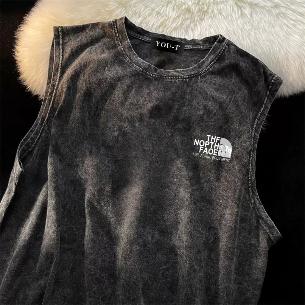 UT shop เสื้อยืด oversize เสื้อ แขนกุด  t shirt ผ้าCotton 100% 'THE NOPTH FAOE' เเสื้อยืดคอกลมแขนกุด เสื้อบาส แฟชั่น3xl