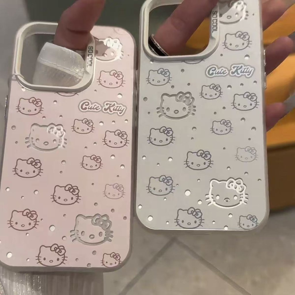 เคส IMD ชุบลายแมวคิตตี้สุดแฟชั่นเรียบง่ายเข้ากันได้กับ iPhone17 11 14 16 15 13 12 Pro Max XR 16 7 8 Plus 14 15 Pro  XS X