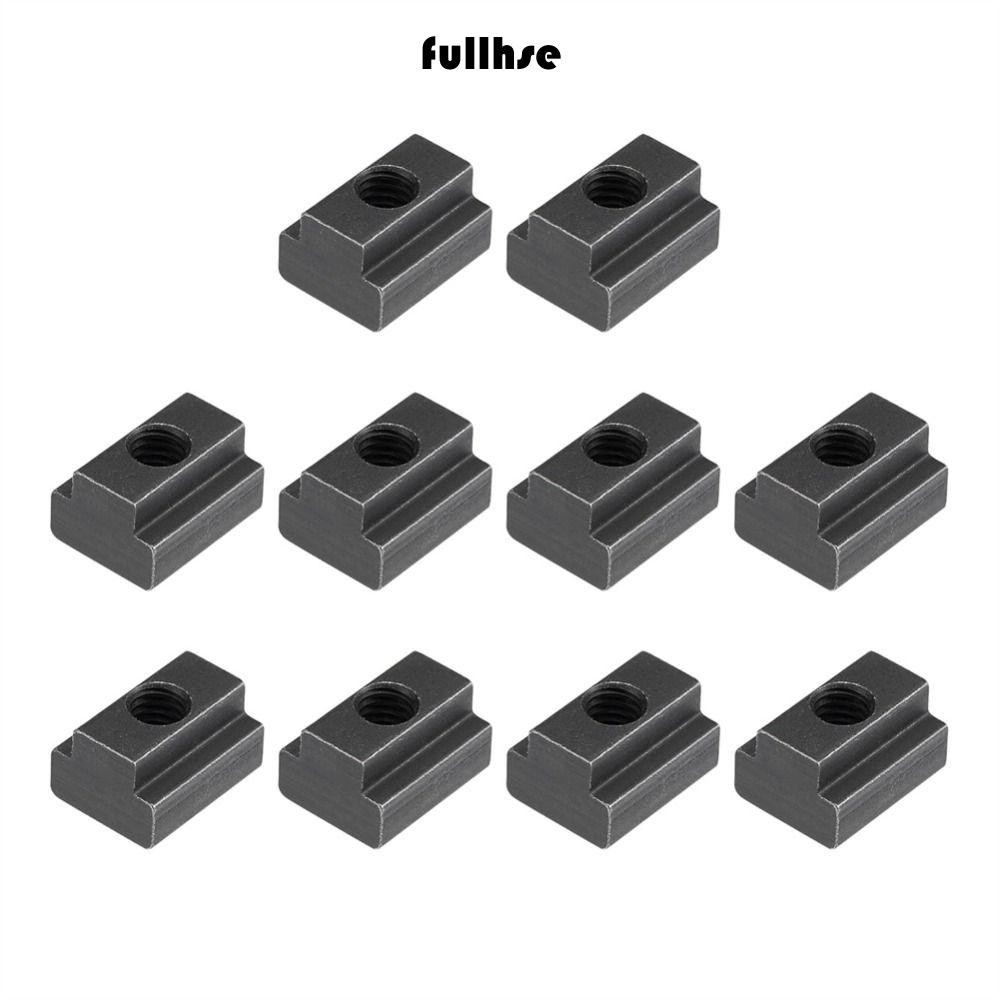 FULLHSE 10 ชิ้น T Slot Nuts, เหล็กคาร์บอน M6 M8 M10 M12 แตะผ่านสล็อตถั่ว, ทนทานสีดําออกไซด์ T-Nuts