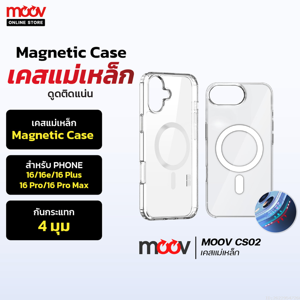 [ส่งเร็ว 1 วัน] Moov CS02 เคสแม่เหล็ก เคสไอโฟน For iPhone 16 Pro Max 16 Plus 16e Case เคสใส กันกระแท