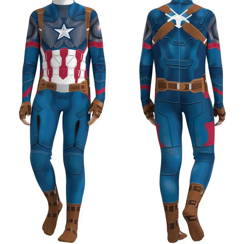 Captain America Halloween cosplay jumpsuits adult kids long sleeve bodysuit Superman costumes