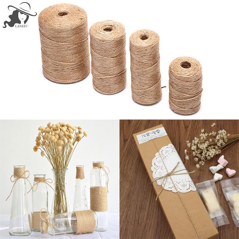 Lishu ผ้าลินินป่านธรรมชาติ Twisted Burlap Jute Twine เชือก DIY Craft Decor th