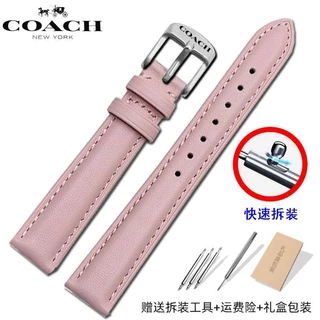 Coach สายนาฬิกาหนังแท้ Soft Waterproof Cowhide Unisex Fine Steel Pin Buckle Accessories