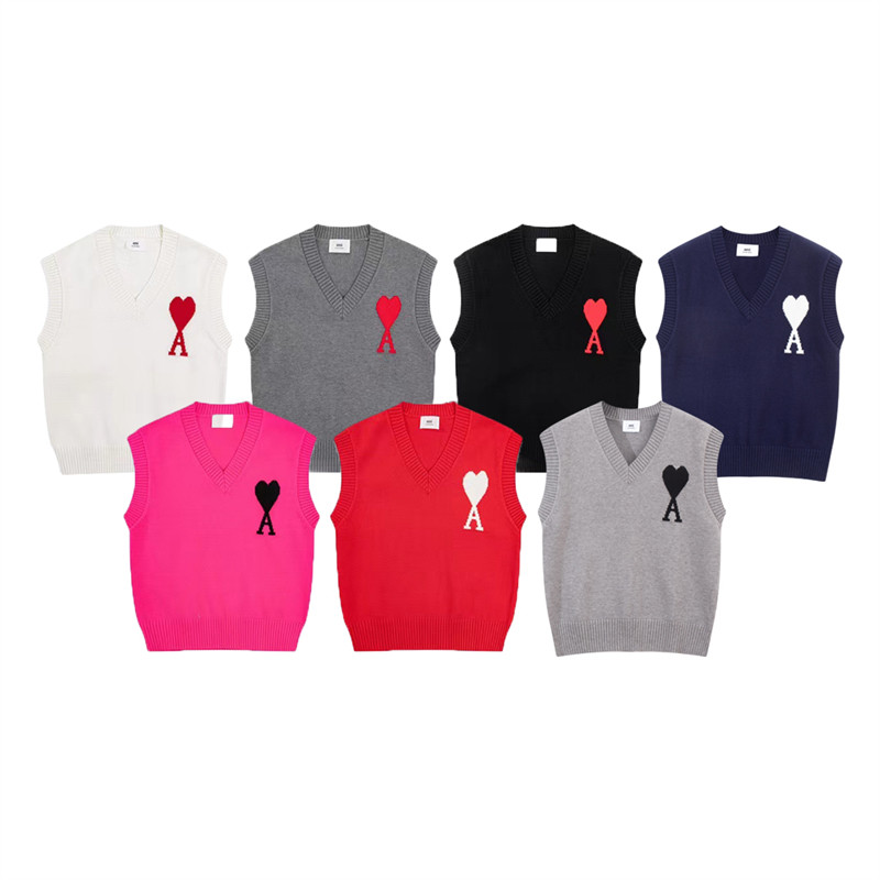[คลังสินค้าพร้อม] Ami Paris แฟชั่นเสื้อกันหนาว Love แขนยาวผ้าฝ้าย V คอเสื้อแขนกุด Unisex