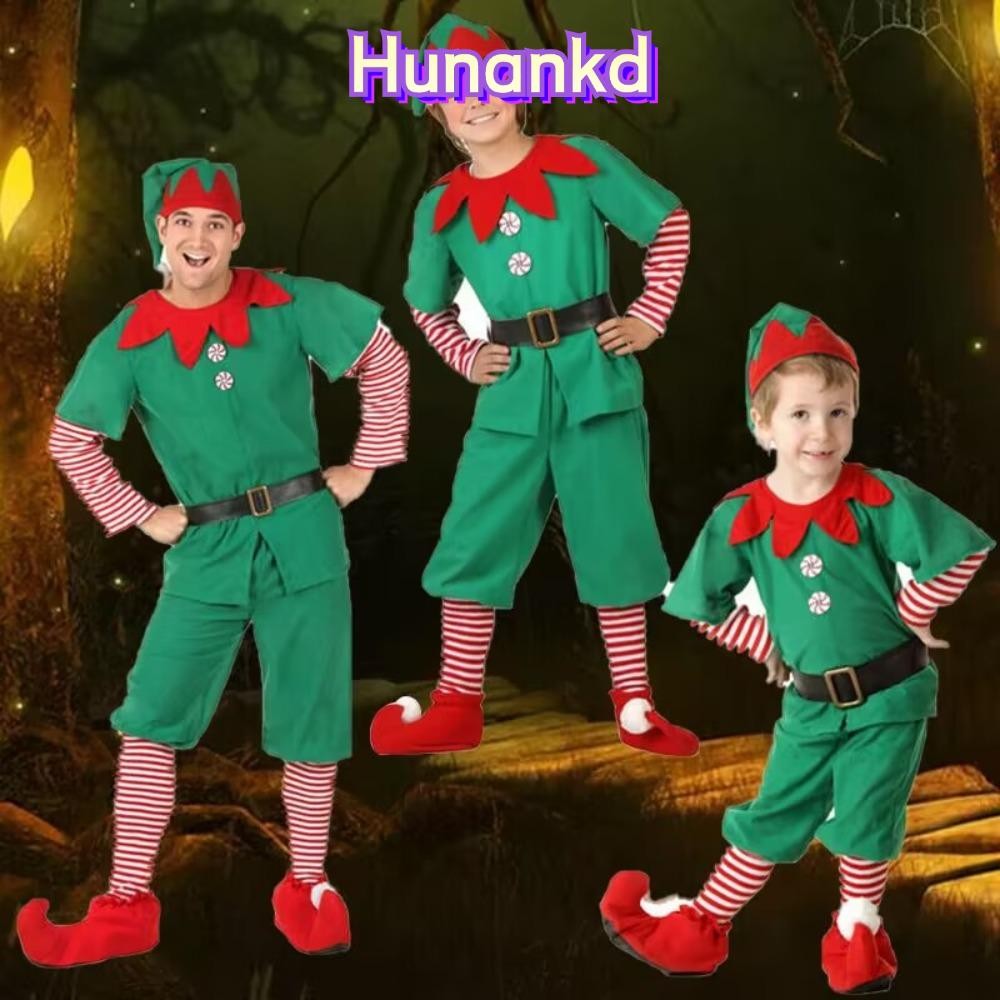 Huan ชุดเอลฟ์คริสต์มาส, ชุดจับคู่ครอบครัว, ชุดคริสต์มาส เด็กผู้ใหญ่สาวชุดแฟนซีคอสเพลย์เสื้อผ้า