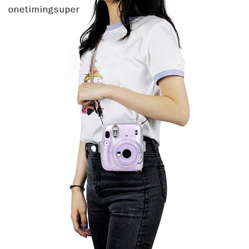 Onetimingsuper สําหรับ Instax Mini 11 กระเป๋ากล้องแบบพกพาโปร่งใสพร้อมสายคล้อง OTP