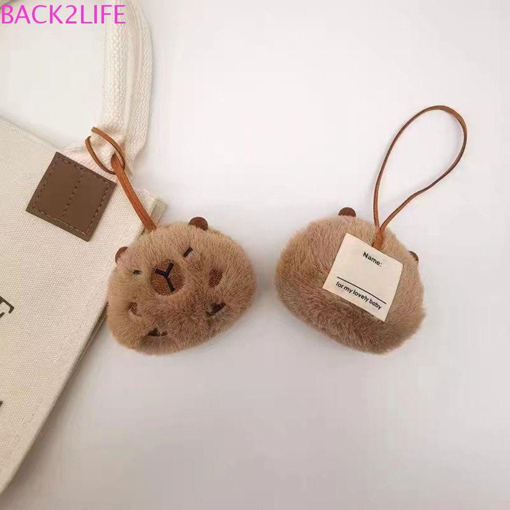 Back2life Capybara พวงกุญแจตุ๊กตา, ตุ๊กตายัดไส้การ์ตูนกระเป๋าชื่อแท็ก, ของเล่นนุ่มน่ารักหนูตะเภาจี้