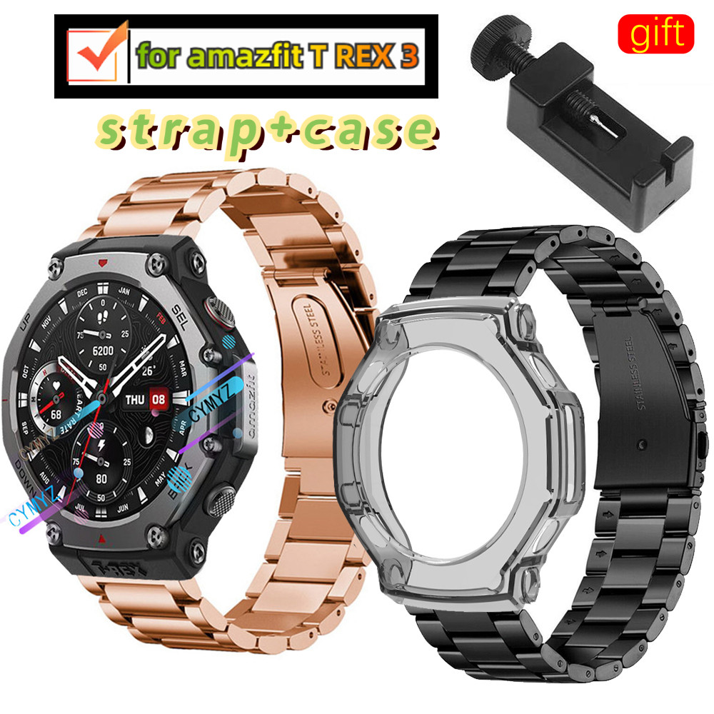 Amazfit T REX 3 สายโลหะ,สายสแตนเลสสําหรับ amazfit T REX 3 T rex3 สายรัดสายรัดข้อมือกีฬา amazfit T RE