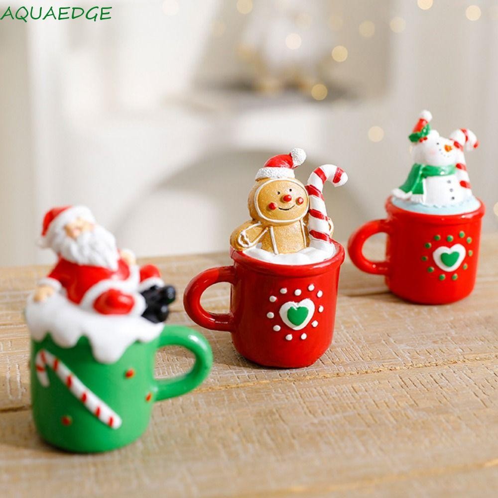 น้ํา เครื่องประดับถ้วยกาแฟคริสต์มาส,การ์ตูนซานตาคลอสแก้วกาแฟเดสก์ท็อปตกแต่ง,คนขนมปังขิงตกแต่งเรซิ่นมนุษย์หิมะเครื่องประดับถ้วยน้ําชาคริสต์ม