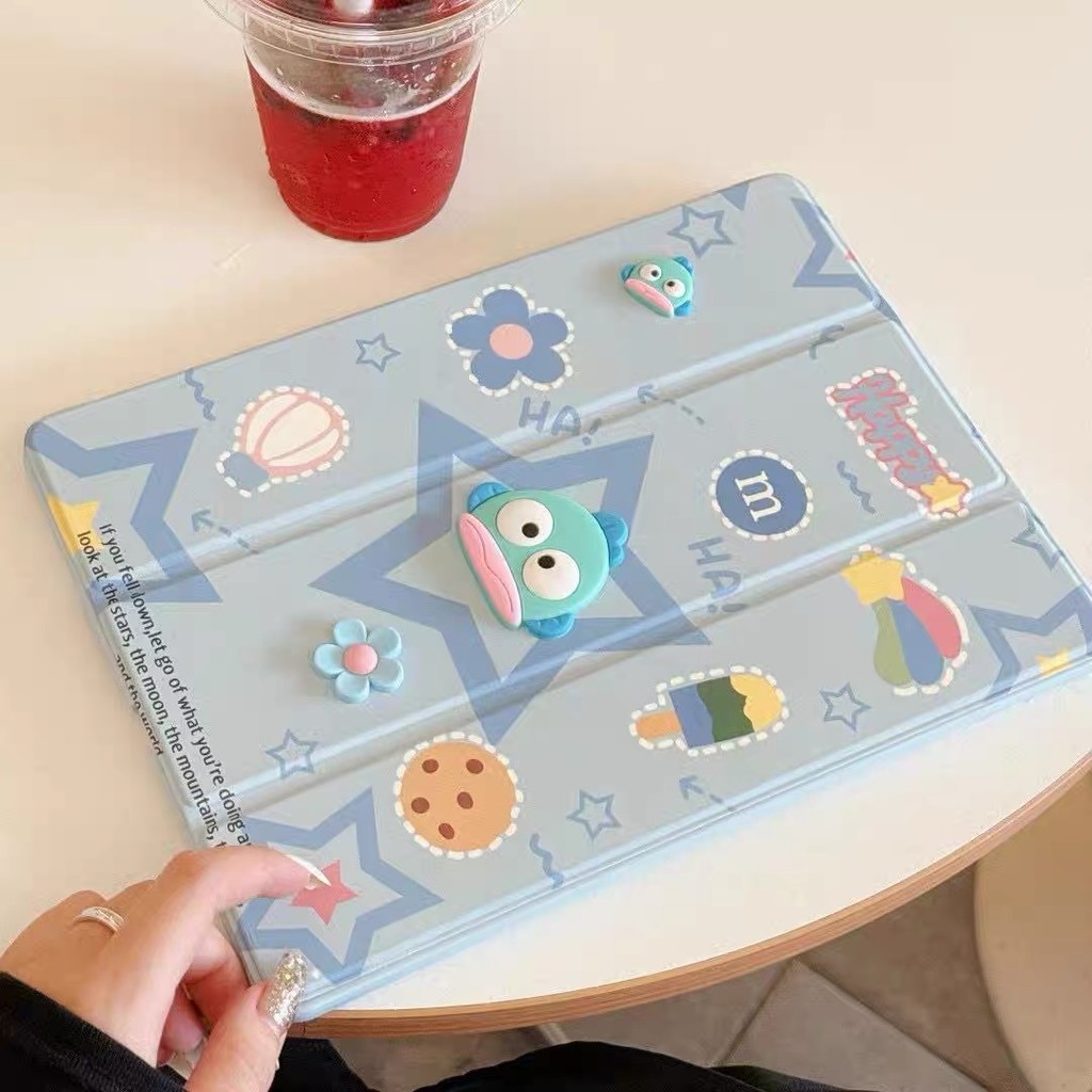 010.เคสฝาพับ ลายการ์ตูน เคส สําหรับ Samsung Galaxy Tab S6 lite/Tab A7 lite/Tab A9 Plus S9 FE A9Plus A11 มีช่องใส่ปากกา - รูปที่ 4