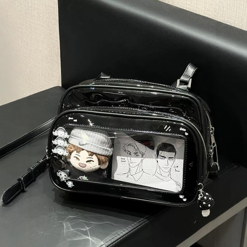 MOUSOON Lori Small Food Shoulder Pain Bag New Sweet Cool All-Match Patent Leather Y2K Commuter Texted Satchel