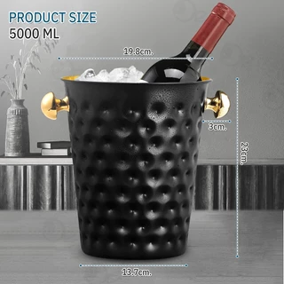 9Gadget - ถังไวน์ ถังน้ําแข็ง สแตนเลส ขนาดใหญ่ 5L/4.2L ถังแช่ไวน์ มีที่จับ ใส่ไวน์แดง แชมเปญ Stainless Steel Ice Bucket