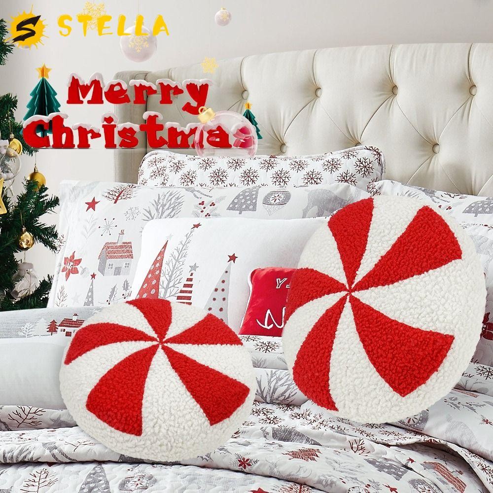 Stella คริสต์มาส Candy Candy หมอน, 3D Handmade Candy Plush หมอน,ตกแต่งคริสต์มาสประณีตการ์ตูน Xmas โยนหมอนห้องนั่งเล่นตกแต่ง