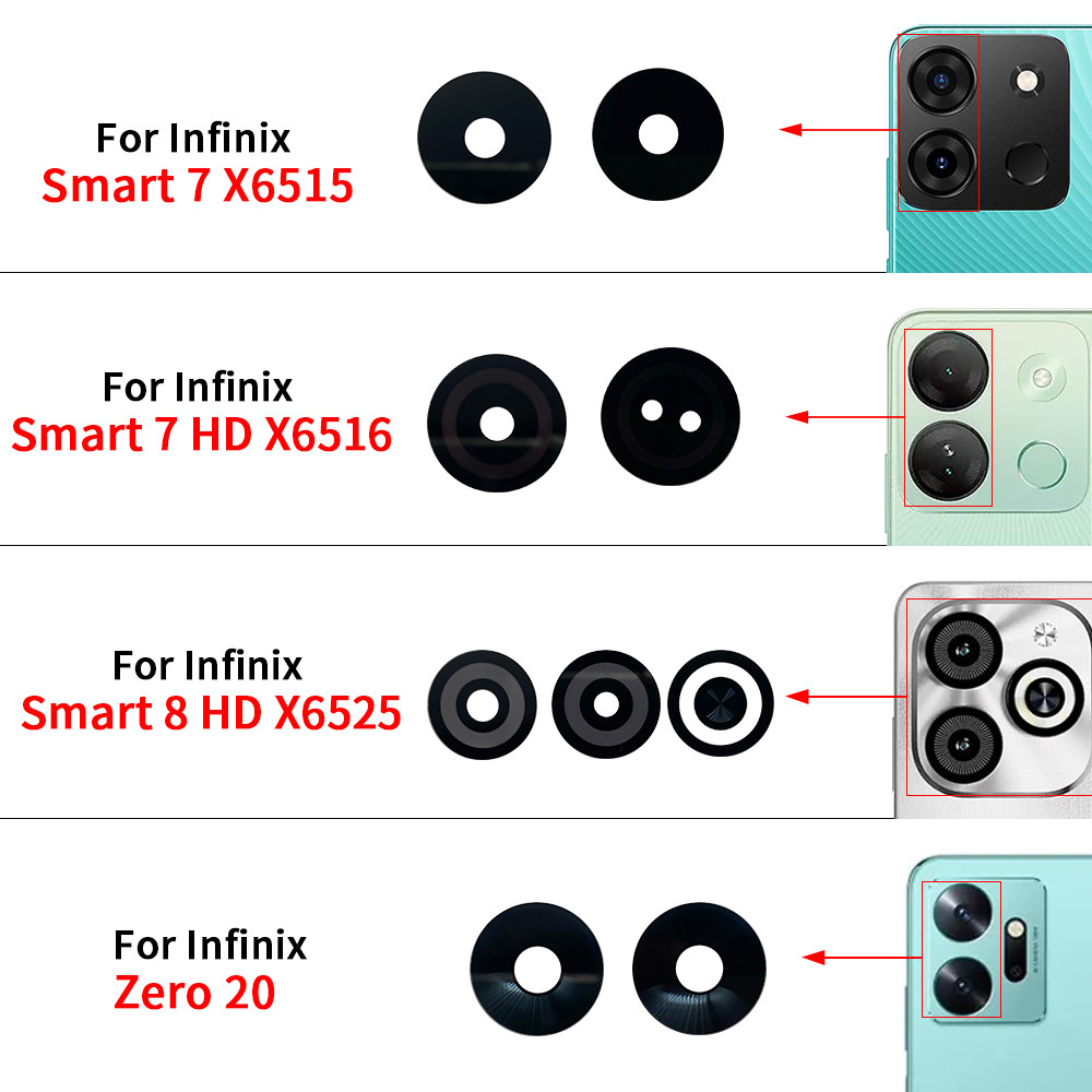 ขายร้อนเลนส์กล้องด้านหลังสําหรับ Infinix Smart 7 8 HD X6516 X6515 Zero 20 พร้อมกาว