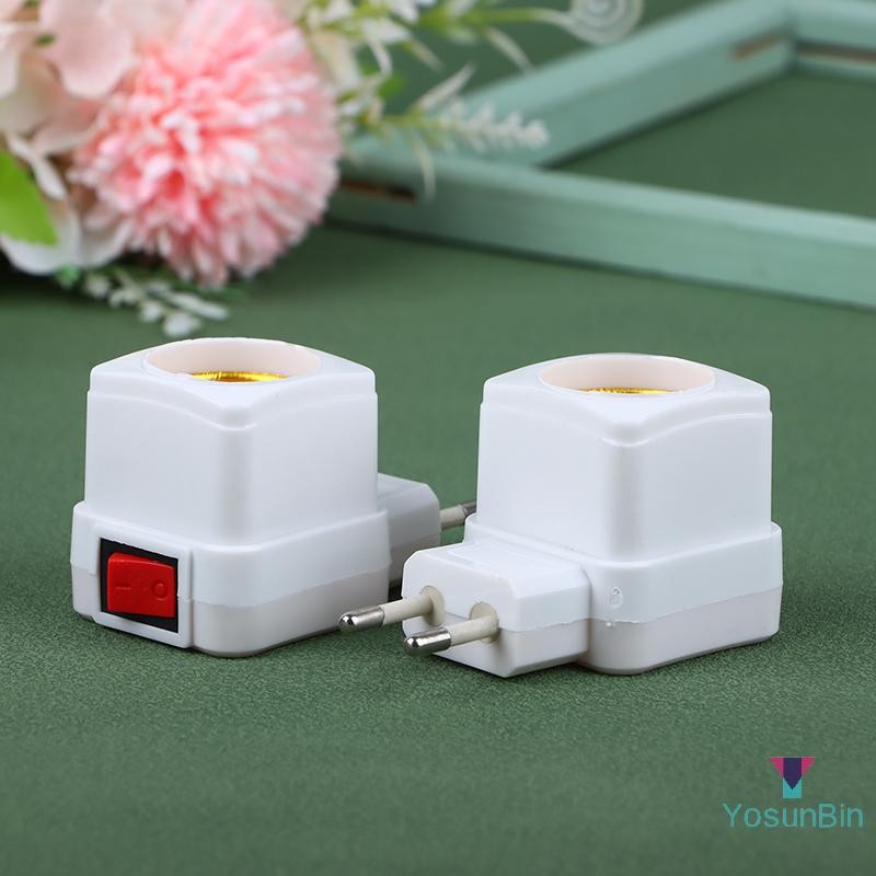Yosunbin] 1 ชิ้น E27 ซ็อกเก็ตโคมไฟอะแดปเตอร์หลอดไฟ LED สีขาวหลอดไฟฐานซ็อกเก็ตผู้ถือโคมไฟปลั๊กอะแดปเตอร์เปิด/ปิดสวิทช์ใหม่