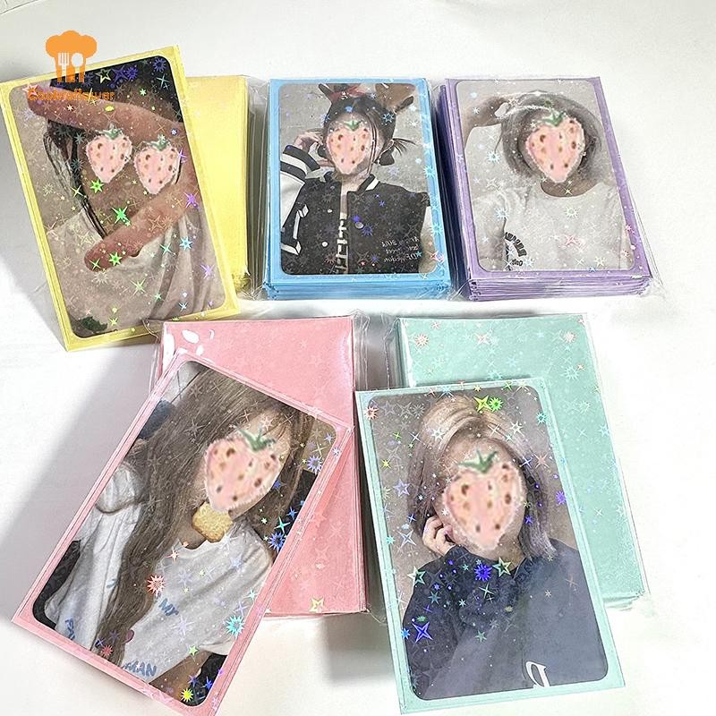 Ckfr 50 ชิ้น/แพ็ค Glittery Star สี Kpop Idol Photocard แขนการ์ดภาพป้องกันกระเป๋าใหม่