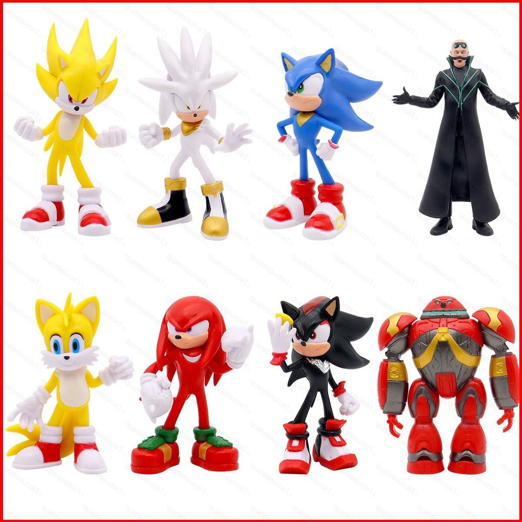 Sqt 8pcs Sonic the Hedgehog Action Figure Tails Amy Rose Knuckles the Echidna Shadow the Hedgehog ตุ