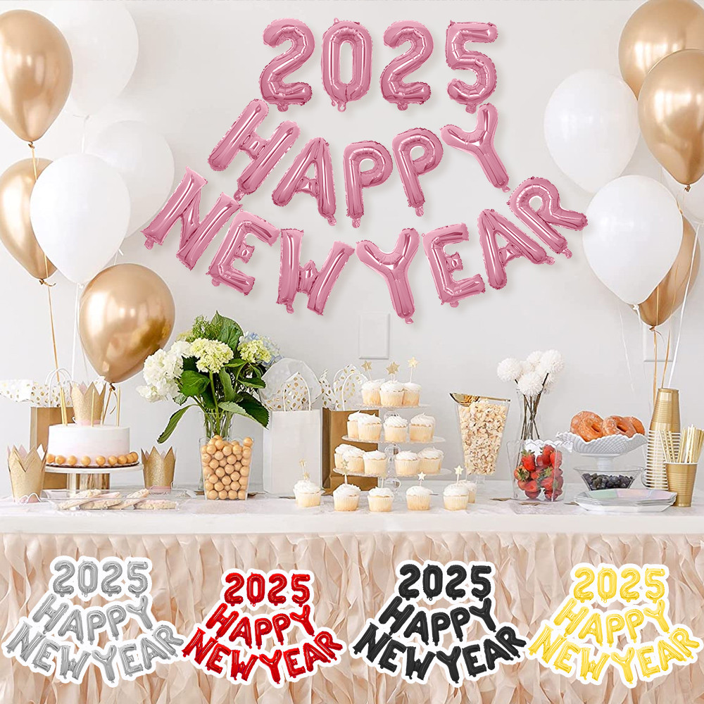 สวัสดีปีใหม่พรรคบอลลูนสําหรับปีใหม่2025พรรคตกแต่ง/16นิ้วลูกโป่งฟอยล์ขนาดใหญ่2025จํานวนลูกโป่งเครื่องประดับคริสต์ม