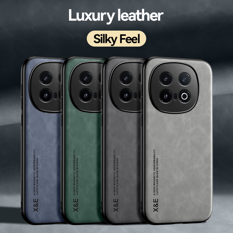 สําหรับ Vivo iQOO 13 กรณี ELVEV กันกระแทกหนังหรูหรา Silky Feel Cover พร้อม Attaction ภายใน