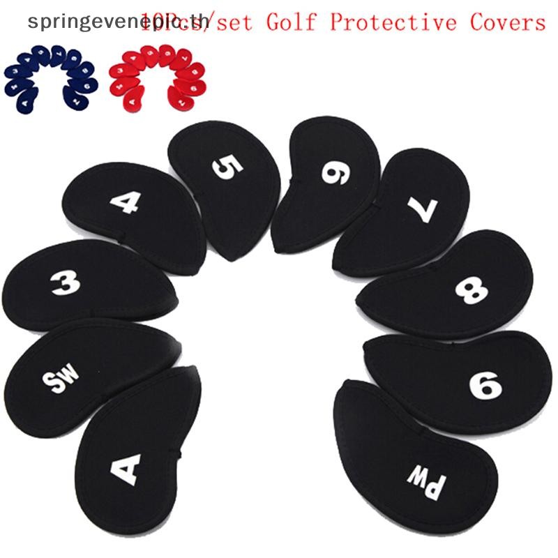 Springevenepic 10 ชิ้น Neoprene Golf Club Putter Head Cover Wedge Iron ป้องกัน Headcovers ชุด ใหม่ ใหม่