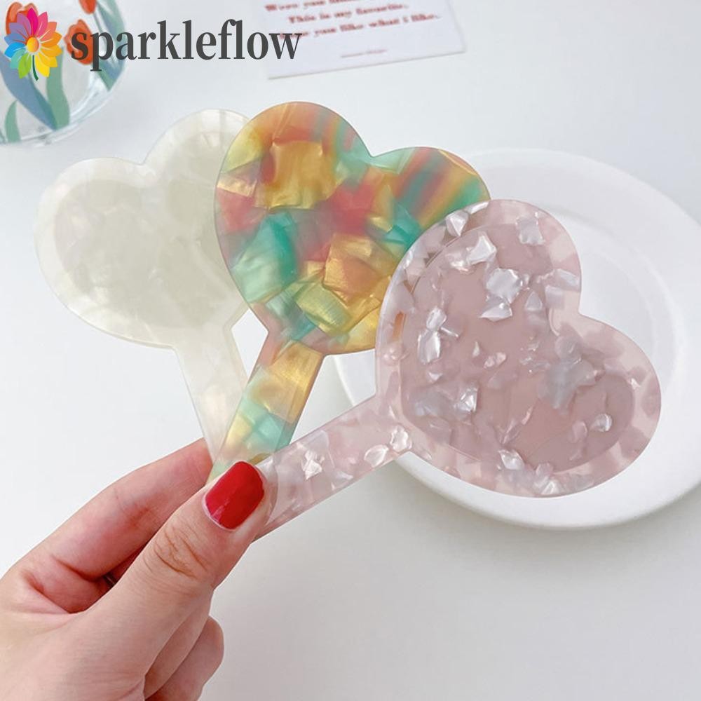 Sparkleflow กระจกแต่งหน้าขนาดเล็ก,กระจกโต๊ะเครื่องแป้งรูปหัวใจกระจกมือถือ,Insพื้นผิวกรดอะซิติกย้อนยุคกระจกแต่งตัวมือถือผู้หญิง