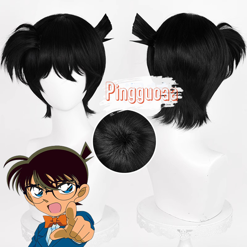 【Manmei】Detektiv Conan Edogawa Conan Cosplay Wig 30cm Black Short Heat Resistant Synthetic Hair