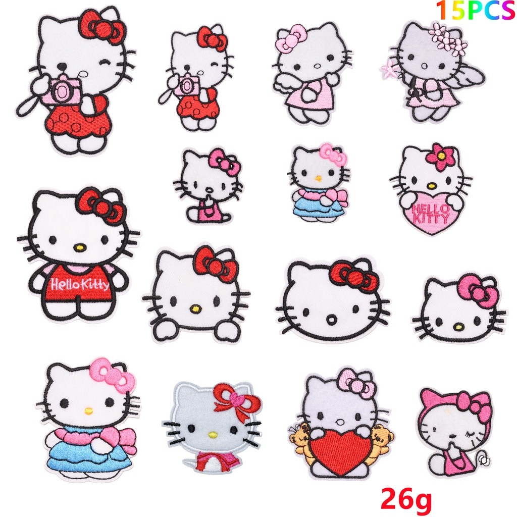 น่ารักมากก! อาร์มรีดติดเสื้อ ลาย HELLO KITTY ติดผ้า ติดหมวก ติดผ้าห่ม ตัวรีดติดเสื้อ ตัวปัก B34